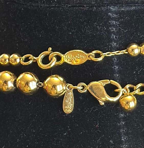 Two Vintage Napier Gold Tone Bead Necklaces - One is Graduated - Picture 1 of 2